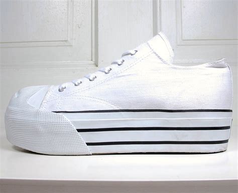 white canvas platform sneakers